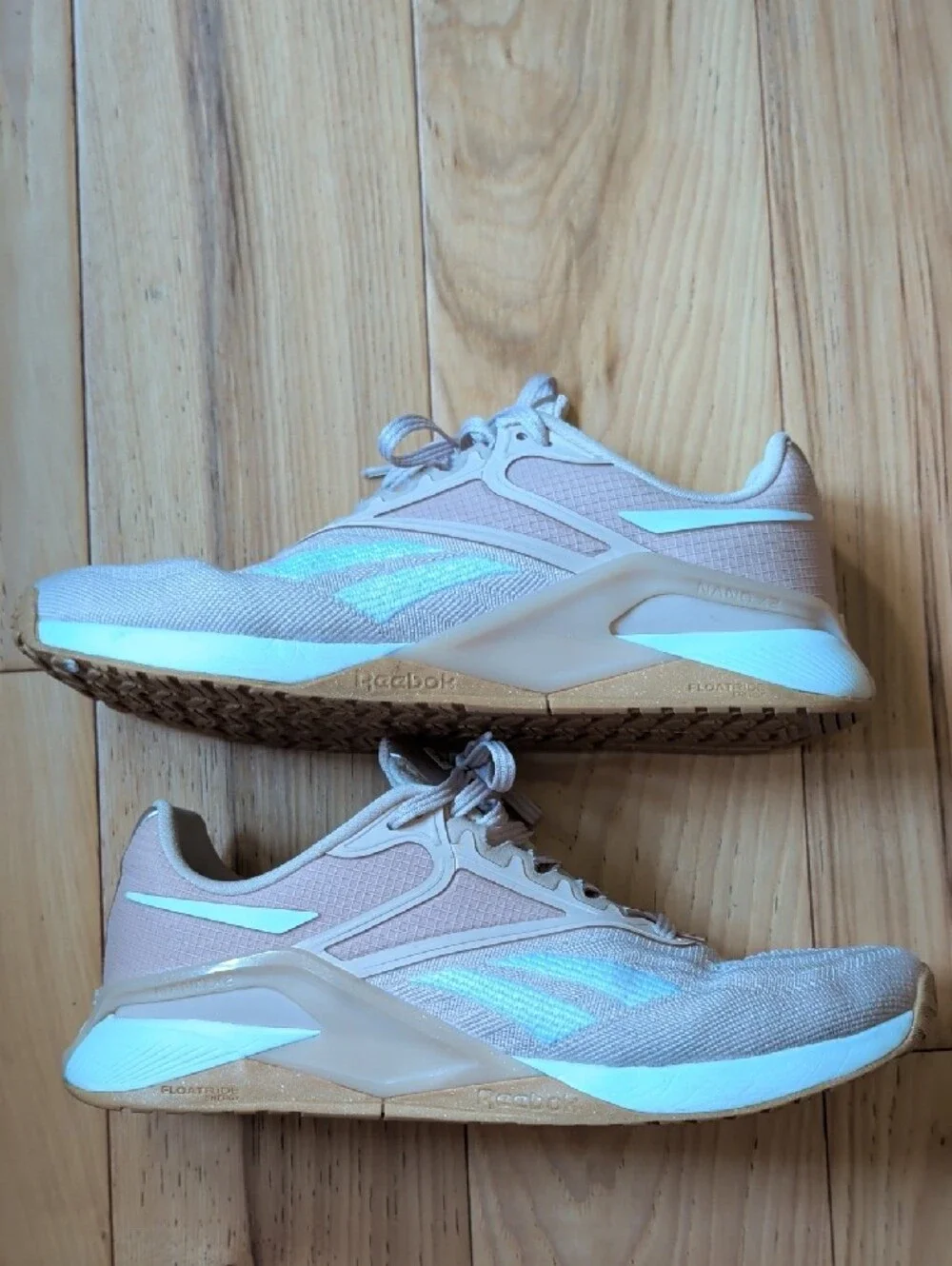 Reebok Light Beige Knit Lace-Up Sneakers